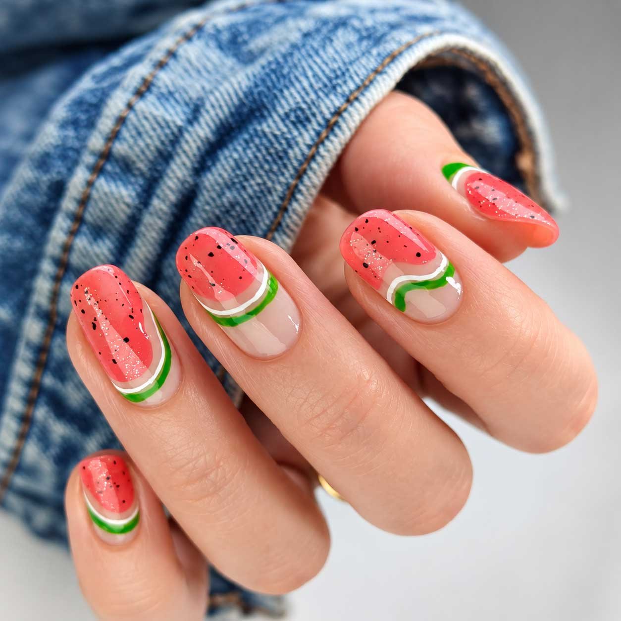 Brush art and stone nail design - Coco Nails Anjuna